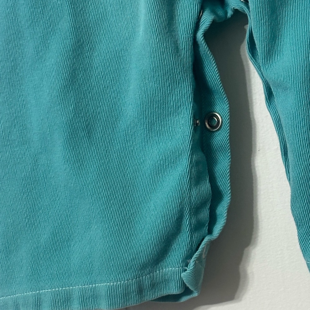 Vintage Teal Kids Overalls with Puppy Embroidery on Knees - Picture 5 of 5